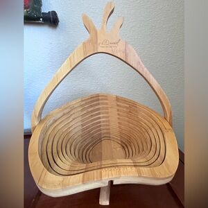 Harry & David Bamboo Pear Fruit Collapsible Basket with Handle - Natural